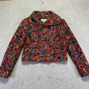 Vintage Elliott Lauren Womens Blazer Size 4 Multicolor Textured Strings Coat 90s